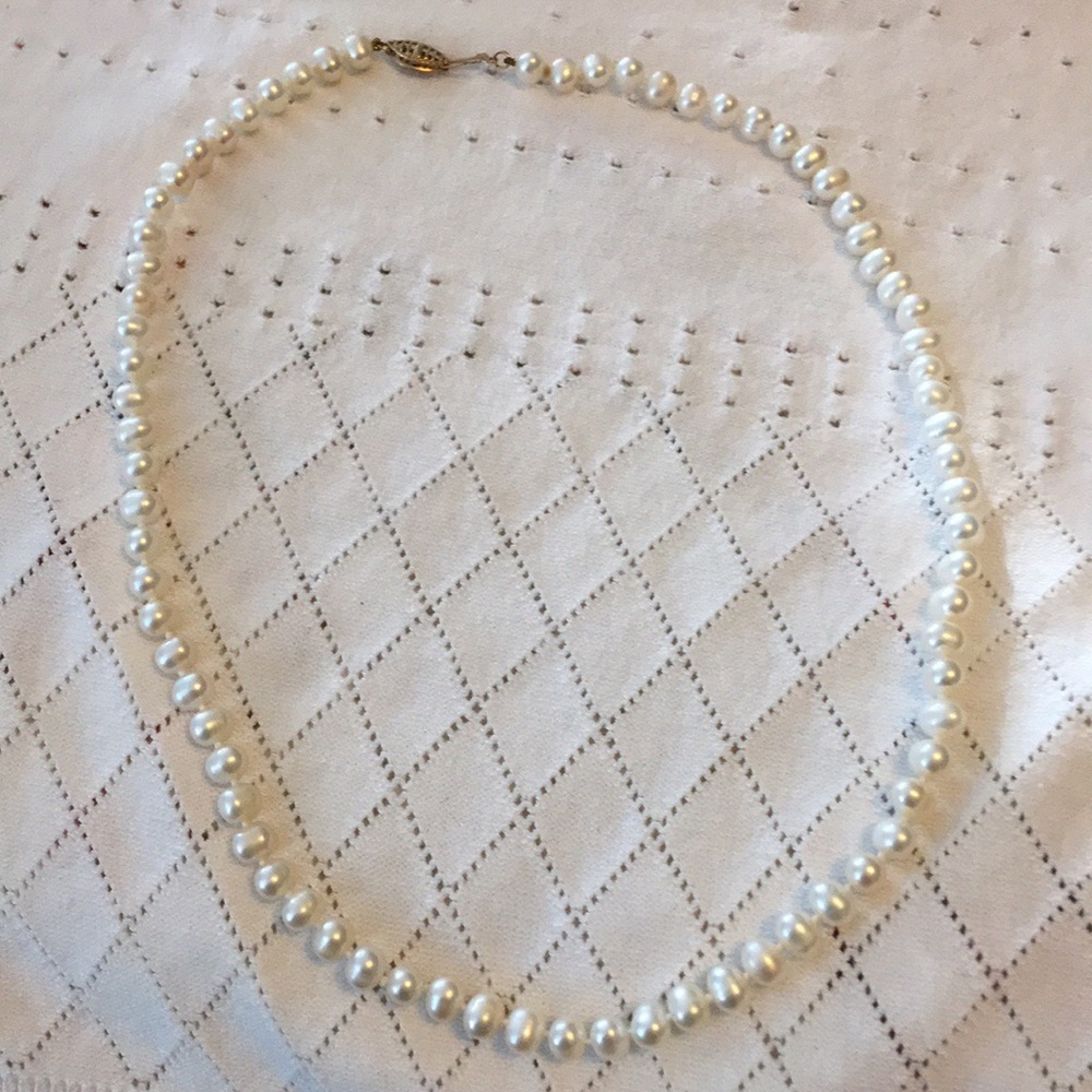 18”  Vintage knotted Akoyo  pearl necklace 10 k